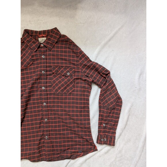 LL Bean Shirt Mens Large Stripes Red Elbow Patch Metal Buttons RARE Vintage - Picture 5 of 9